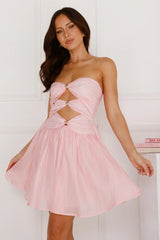 Cosmopolitan Style Strapless Mini Dress Pink