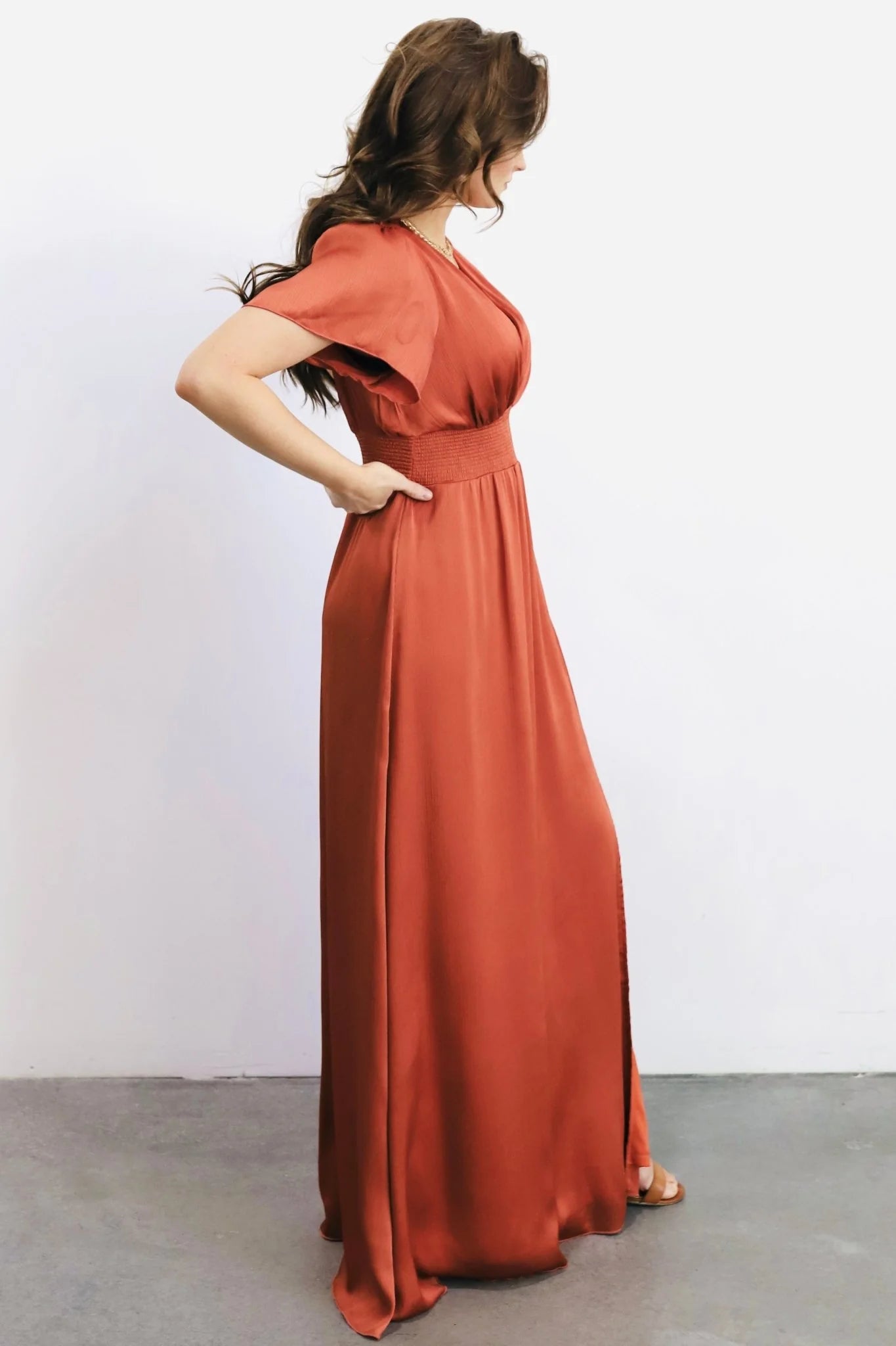 Prague Satin Maxi Dress | Rust