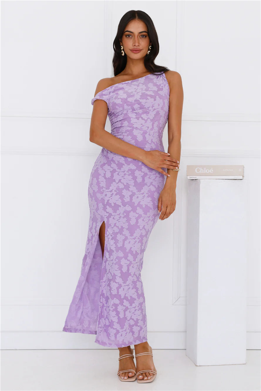 Favourable Off Shoulder Maxi Dress Purple