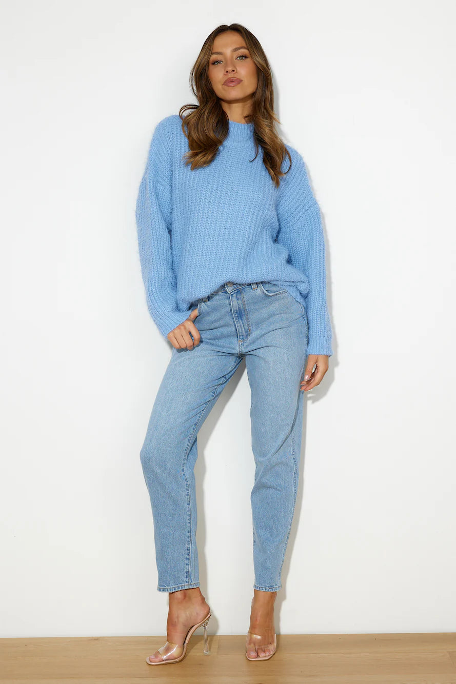 Dreamy Knitted Sweater Blue