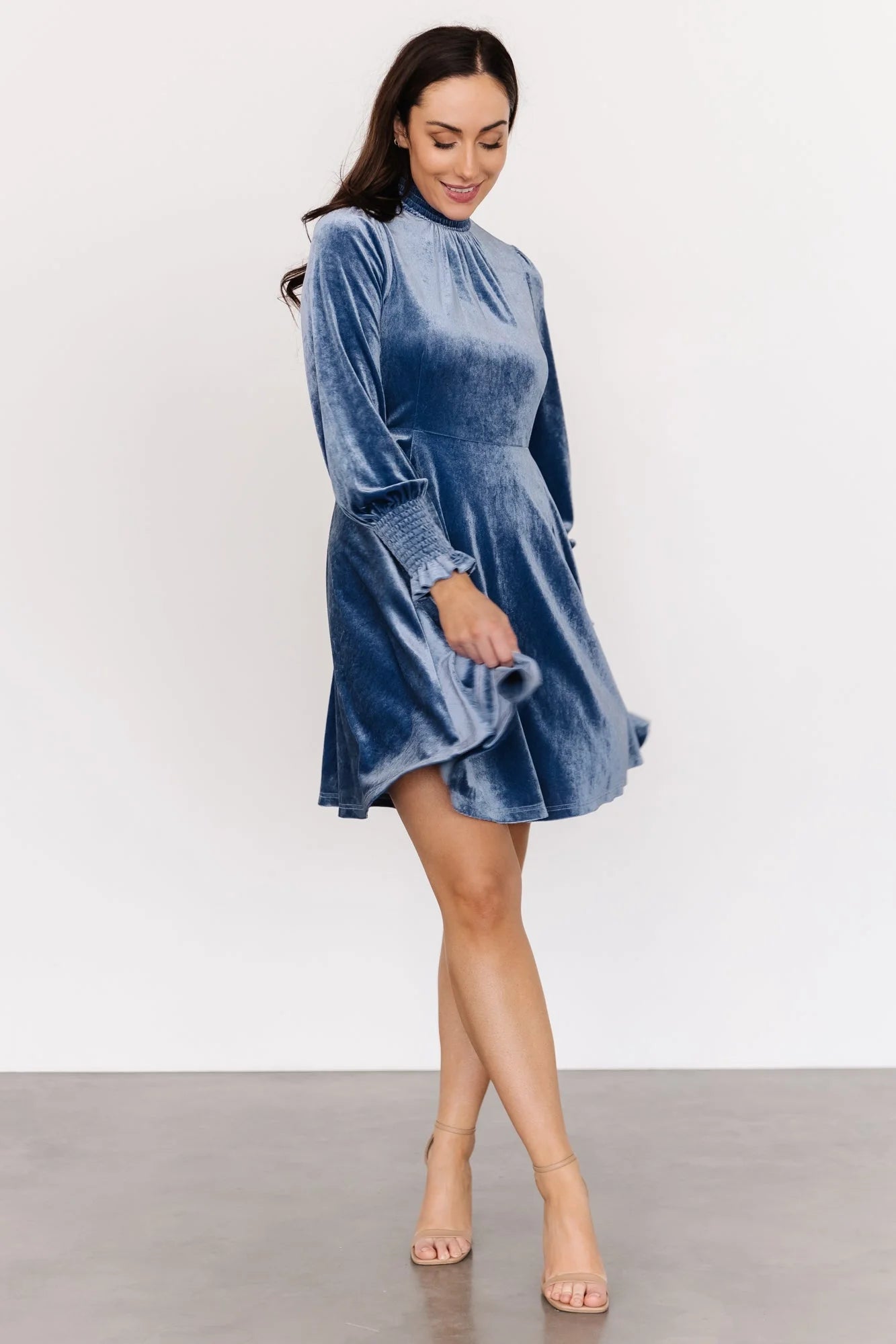 Tina Velvet Short Dress | Blue