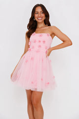 Wildflower Energy Strapless Mini Dress Pink
