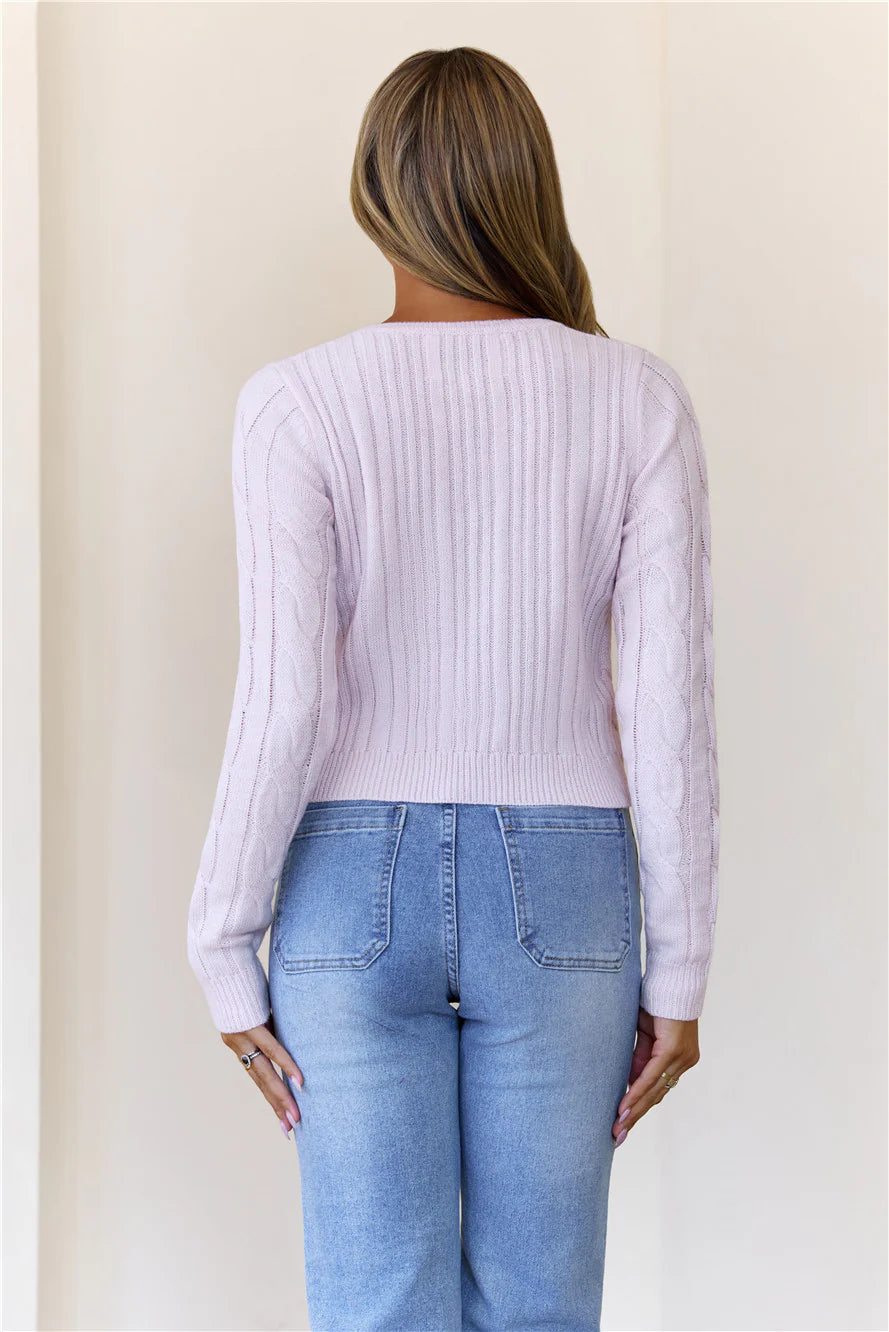 Abbye Cable Knit Top Pink