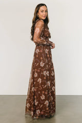 Layla Tulle Maxi Dress | Chestnut Floral