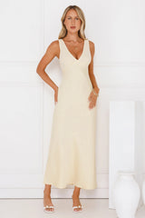 Butter Love Satin Maxi Dress Yellow