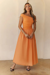 Camellia Charm Off Shoulder Maxi Dress Orange