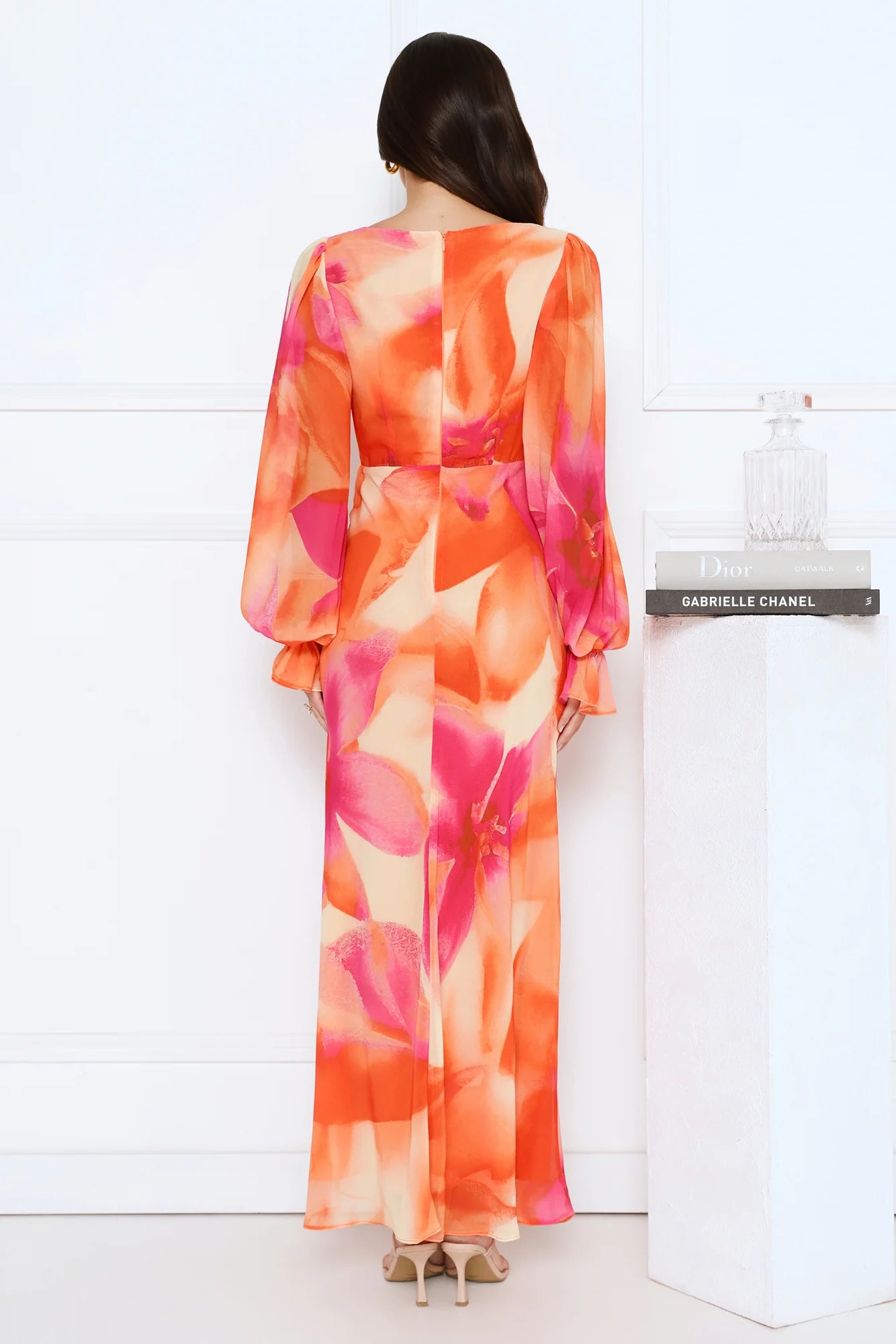 Desert Twilight Long Sleeve Maxi Dress Orange