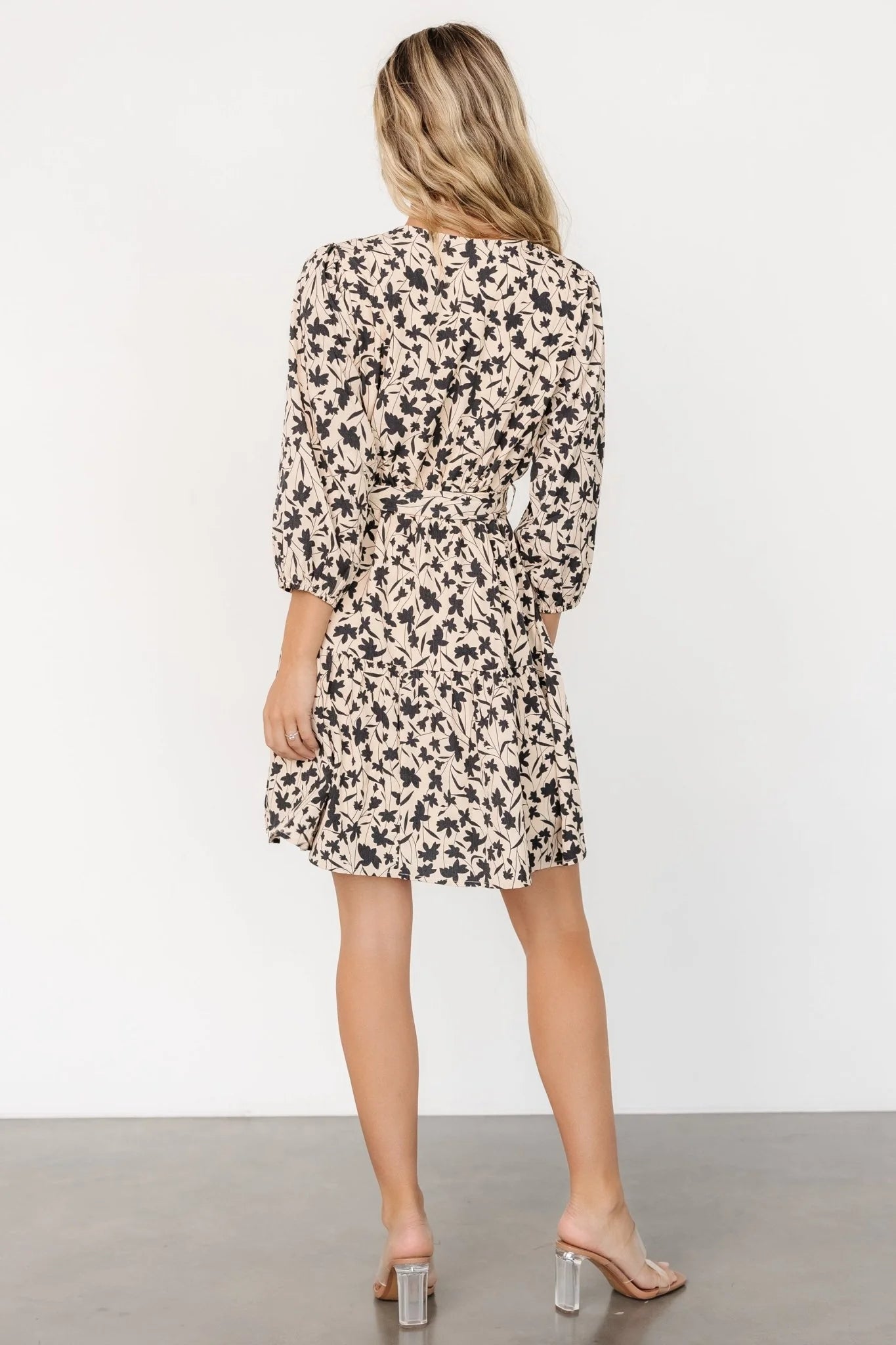 Maci Short Dress | Beige Print