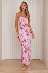Blooming Brilliance Strapless Maxi Dress Pink