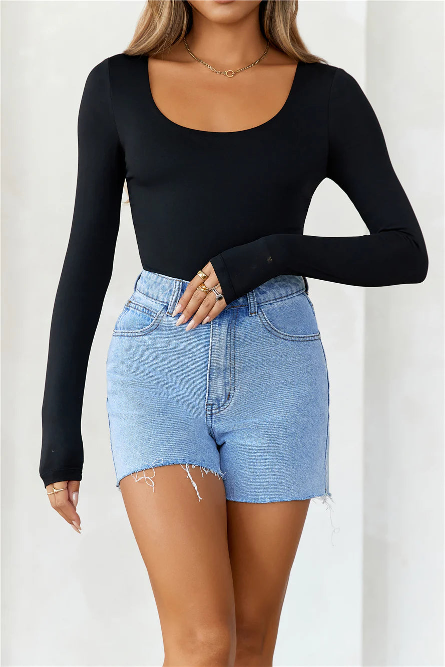 BASE  Second Skin Long Sleeve Bodysuit Black