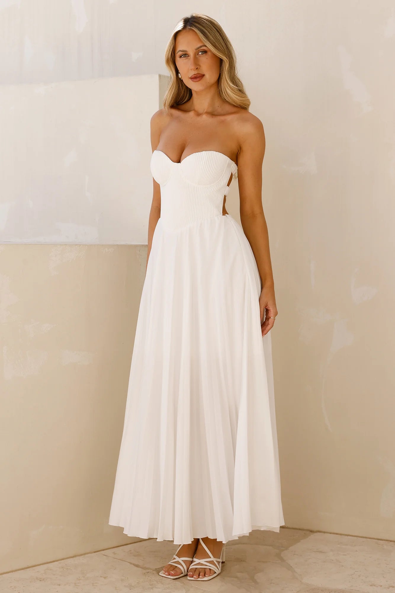 Do Not Disturb Strapless Maxi Dress White