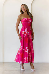 Bloom Vista Strapless Maxi Dress Pink