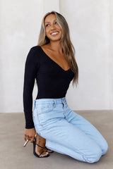 BASE The Flatter Me Long Sleeve Ribbed Bodysuit Black