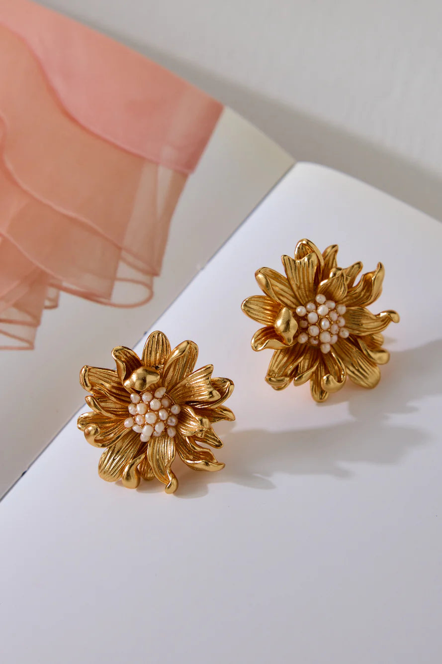 18k Gold Plated Fleur Earrings Gold