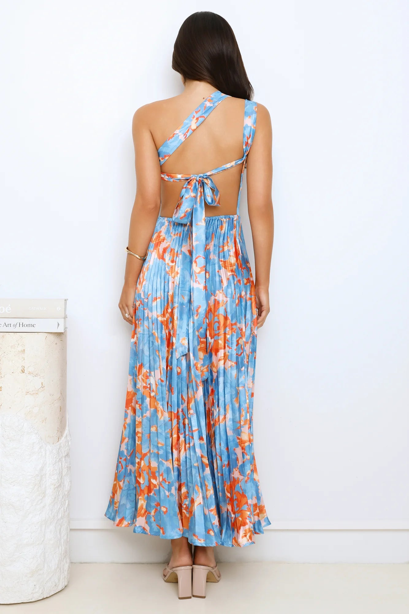 Dressed And Ready One Shoulder Satin Maxi Dress Blue