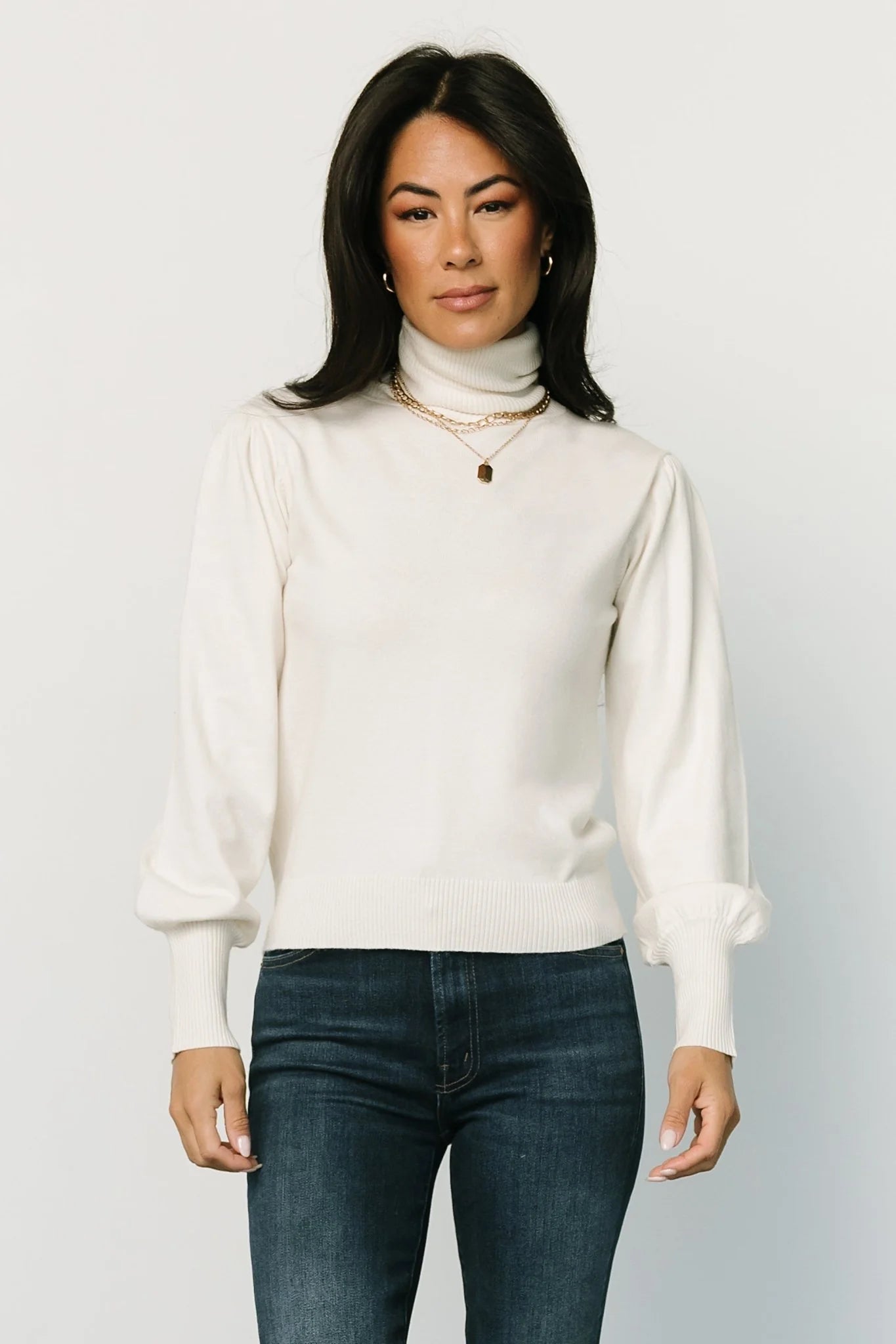 Danica Turtleneck Knit Top | Ivory