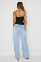 Flirty Game Strapless Mesh Top Black