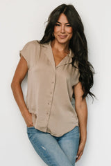 Corey Button Top | Taupe