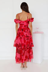 Whimsical Wonders Off Shoulder Midi Dress Pink
