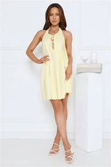 Dreamy Kisses Halter Mini Dress Yellow