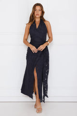 Dazzling Dusk Halter Maxi Dress Navy