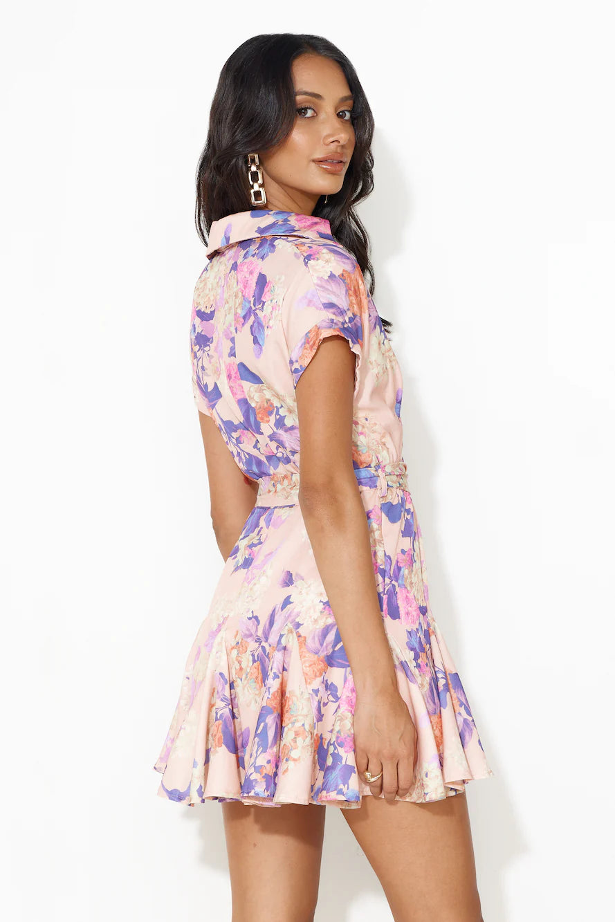Finding Ways Mini Dress Peach