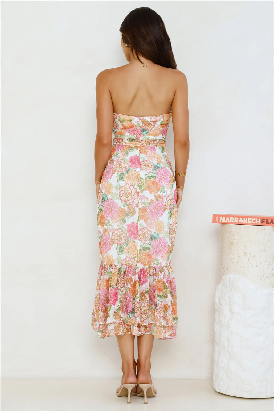 Fantasyland Strapless Midi Dress Print