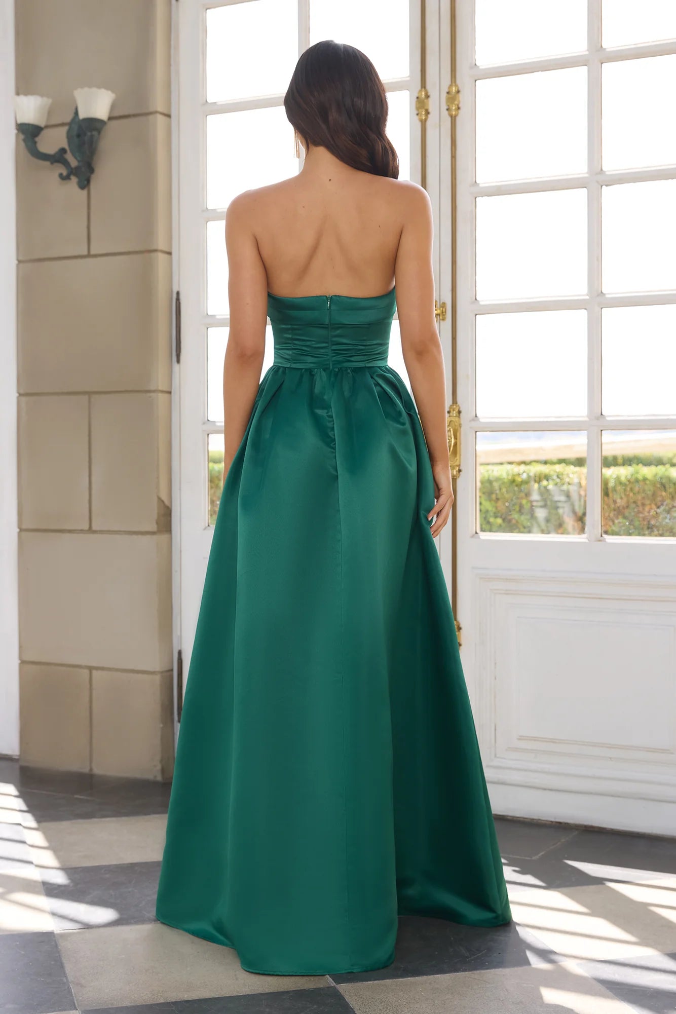 Elegance In Motion Strapless Maxi Dress Green
