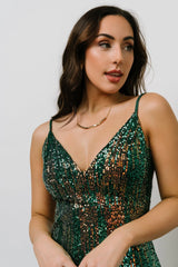 Michelle Sequin Midi Dress | Green Multi