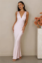 The Isabeau Satin Maxi Dress Pink