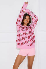 The Nice List Sequin Sweater Pink