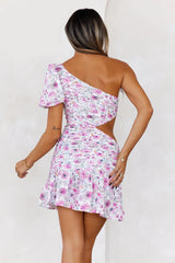 Glistens With Confidence One Shoulder Mini Dress Pink