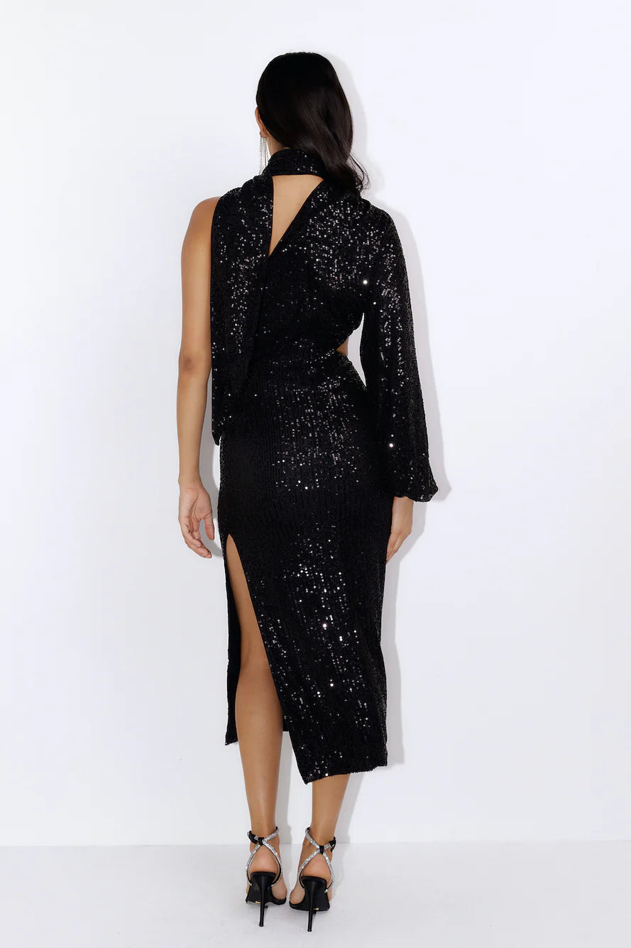 Bring The Class Sequin Maxi Dress Black