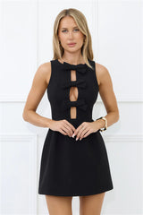 Flirtatious Bow Mini Dress Black