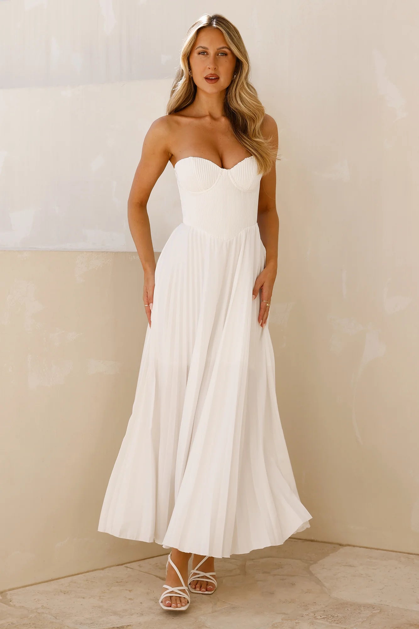 Do Not Disturb Strapless Maxi Dress White