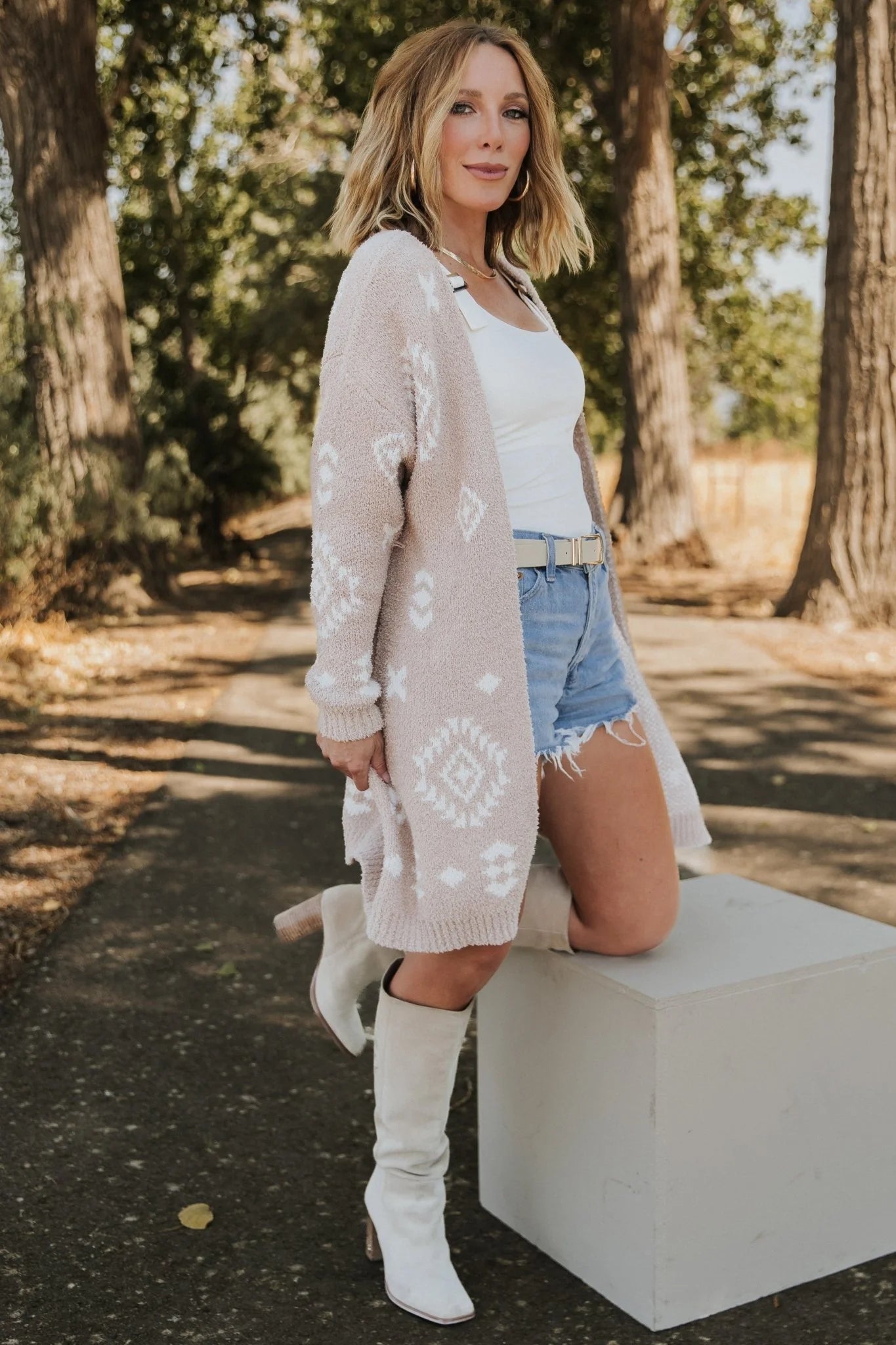 Missoula Oversized Cardigan | Sand + Off White