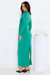 Golden Mirage Long Sleeve Maxi Dress Green