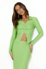 Be Sleek Long Sleeve Crop Top Green