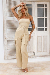 Trend Designer Strapless Jumpsuit Beige