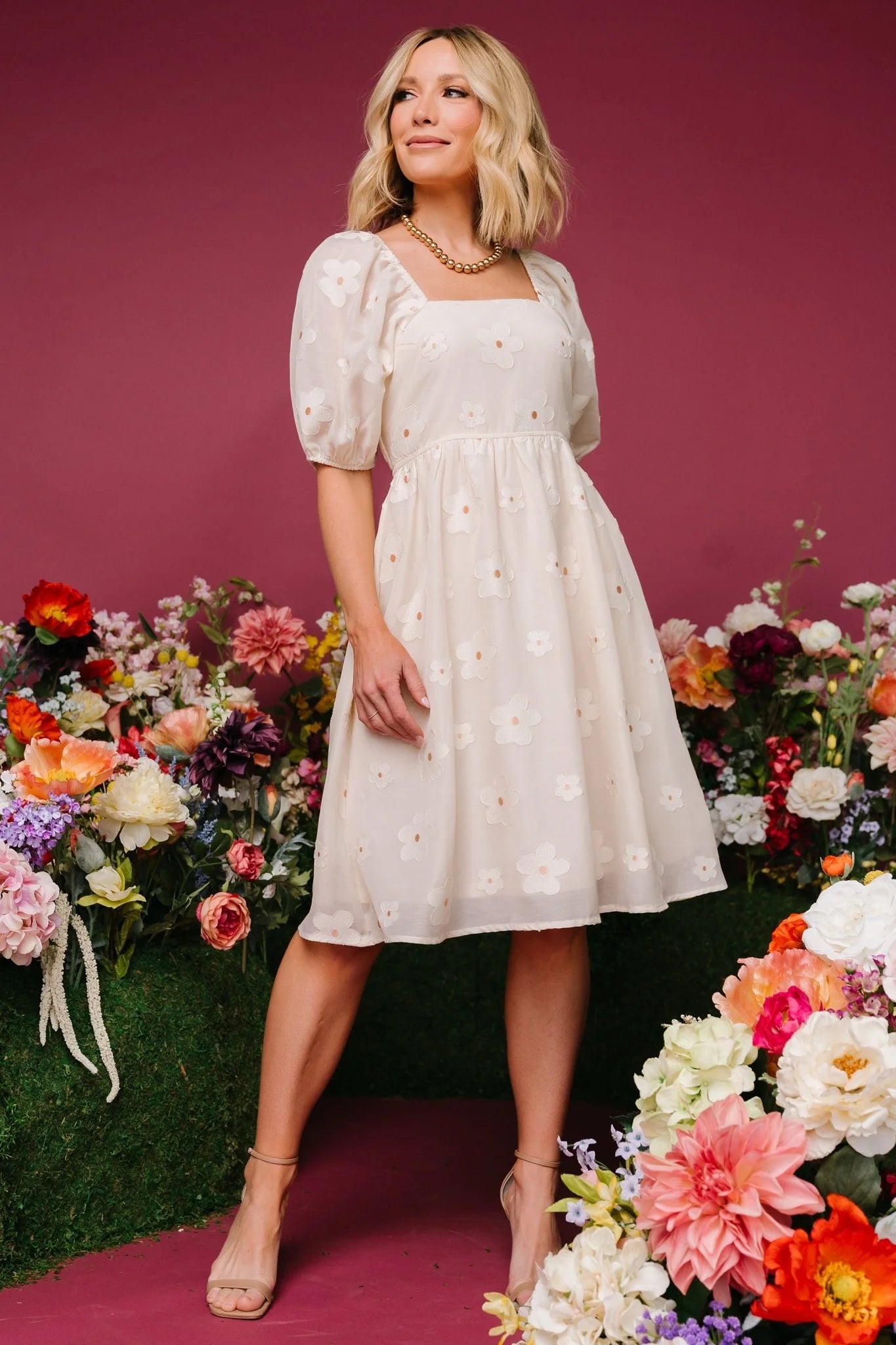 Daisy Short Dress | Vintage Cream Floral