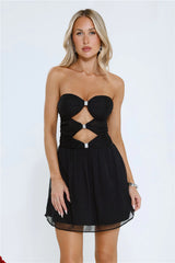 Sunset Solace Strapless Mini Dress Black