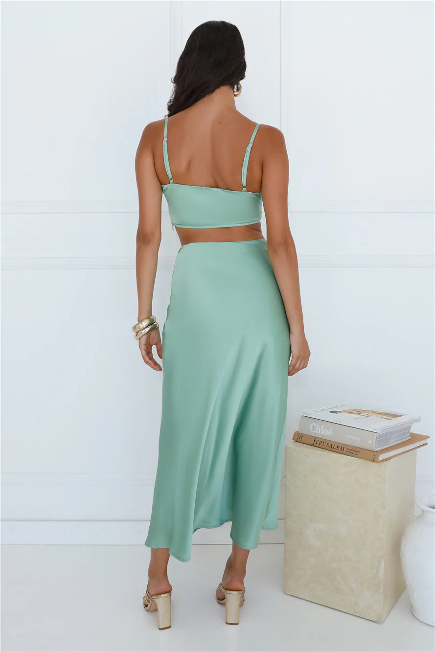 Forest Secrets Satin Crop Top Green