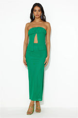 Era Of Style Mesh Strapless Crop Top Green
