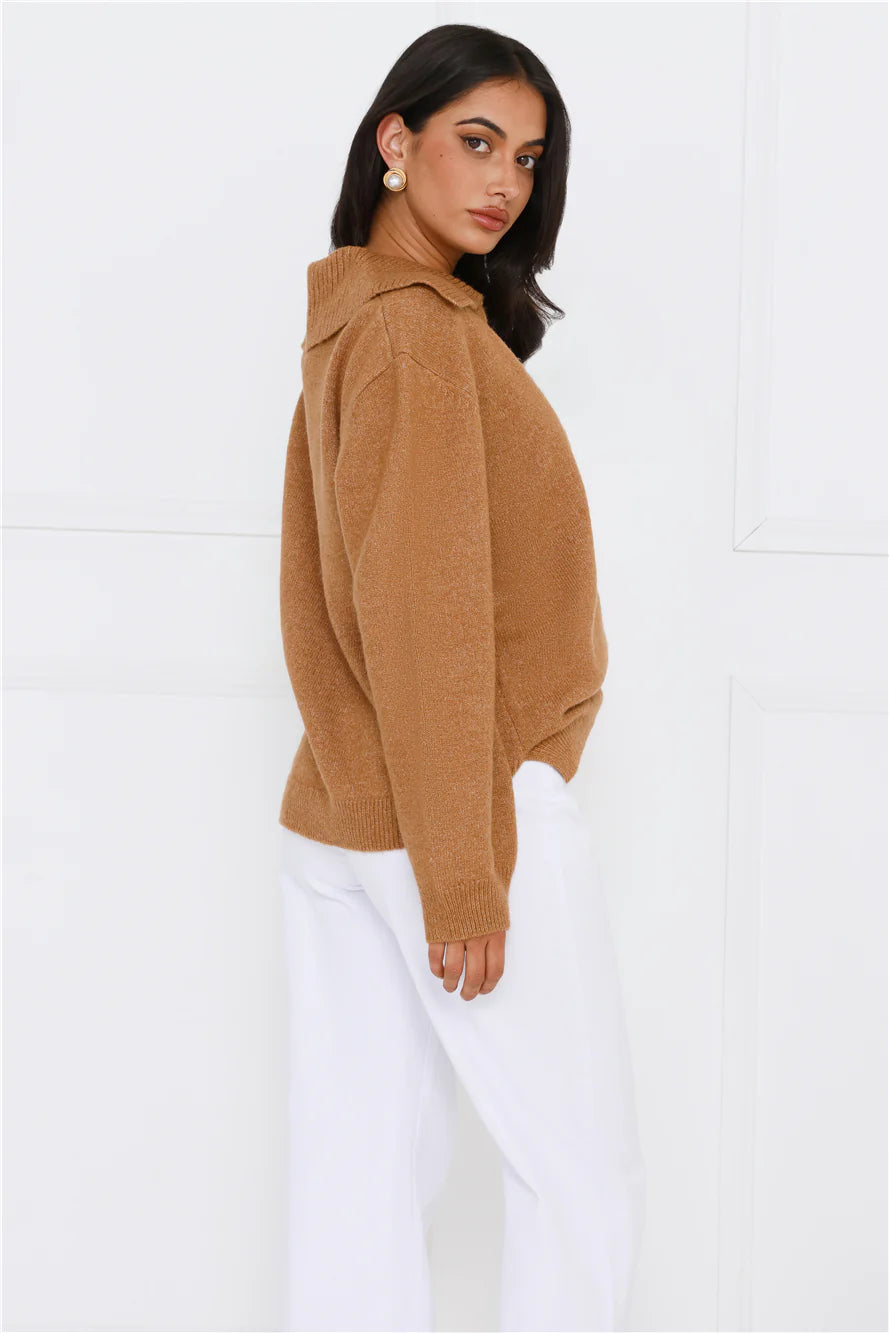 Winter Kiss Knitted Jumper Brown