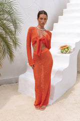 Terra Crochet Maxi Skirt Orange