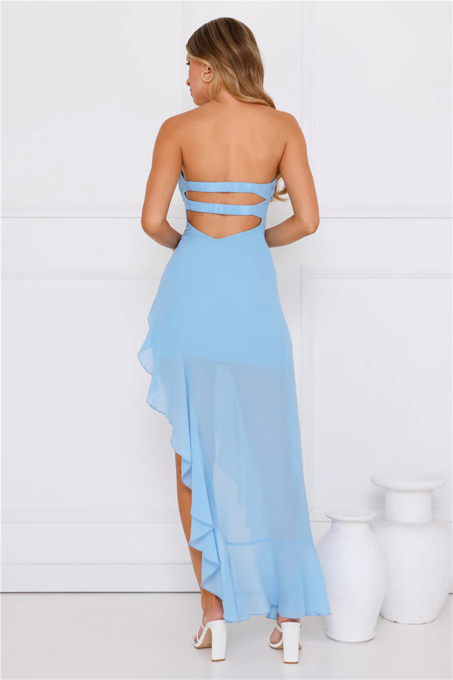 Attraction Style Strapless Maxi Dress Blue