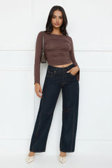 Elite Chic Long Sleeve Top Brown