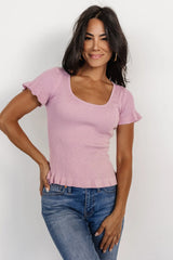 Paley Ribbed Top | Mauve Pink