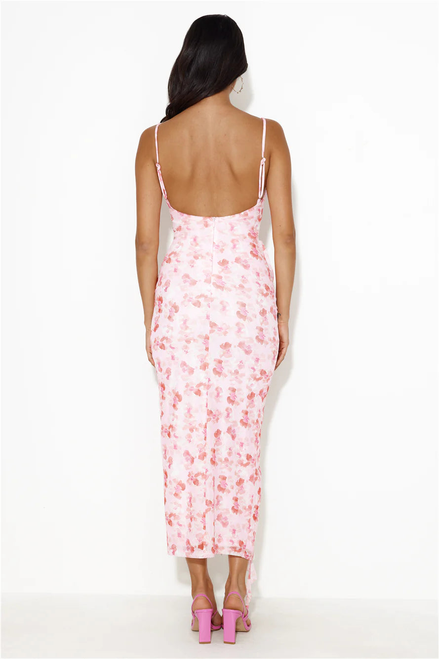 Good Style Lover Mesh Midi Dress Pink