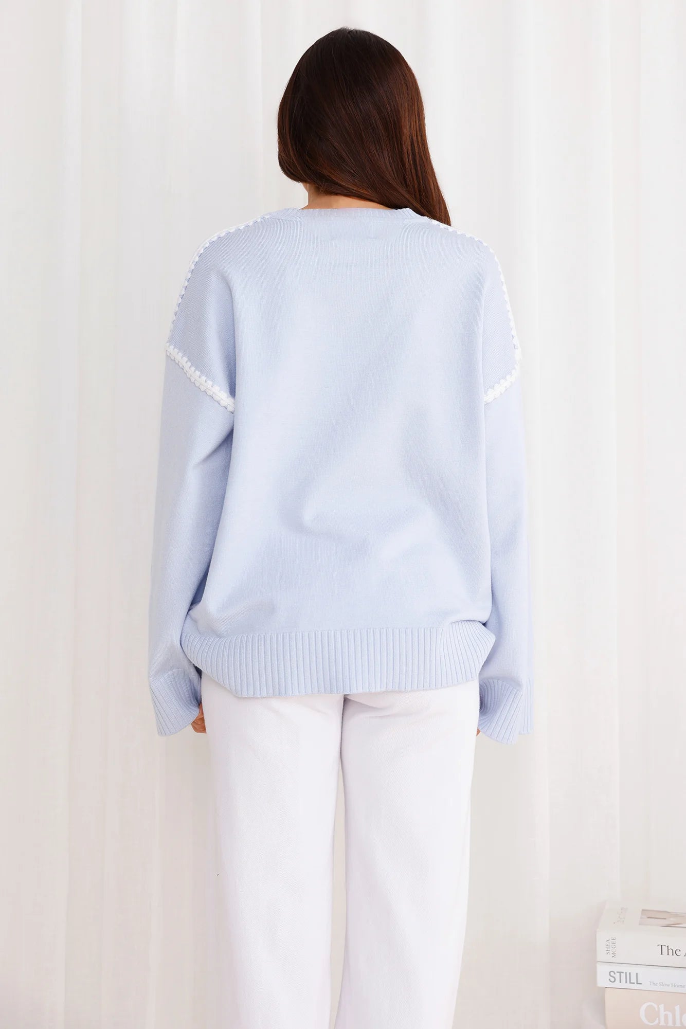 Warm Cottage Knit Sweater Blue